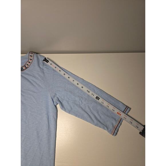 Talbots Blue Embroidered Keyhole Neckline Ties Knit Large Petite Lagenlook Flowy - Picture 4 of 8